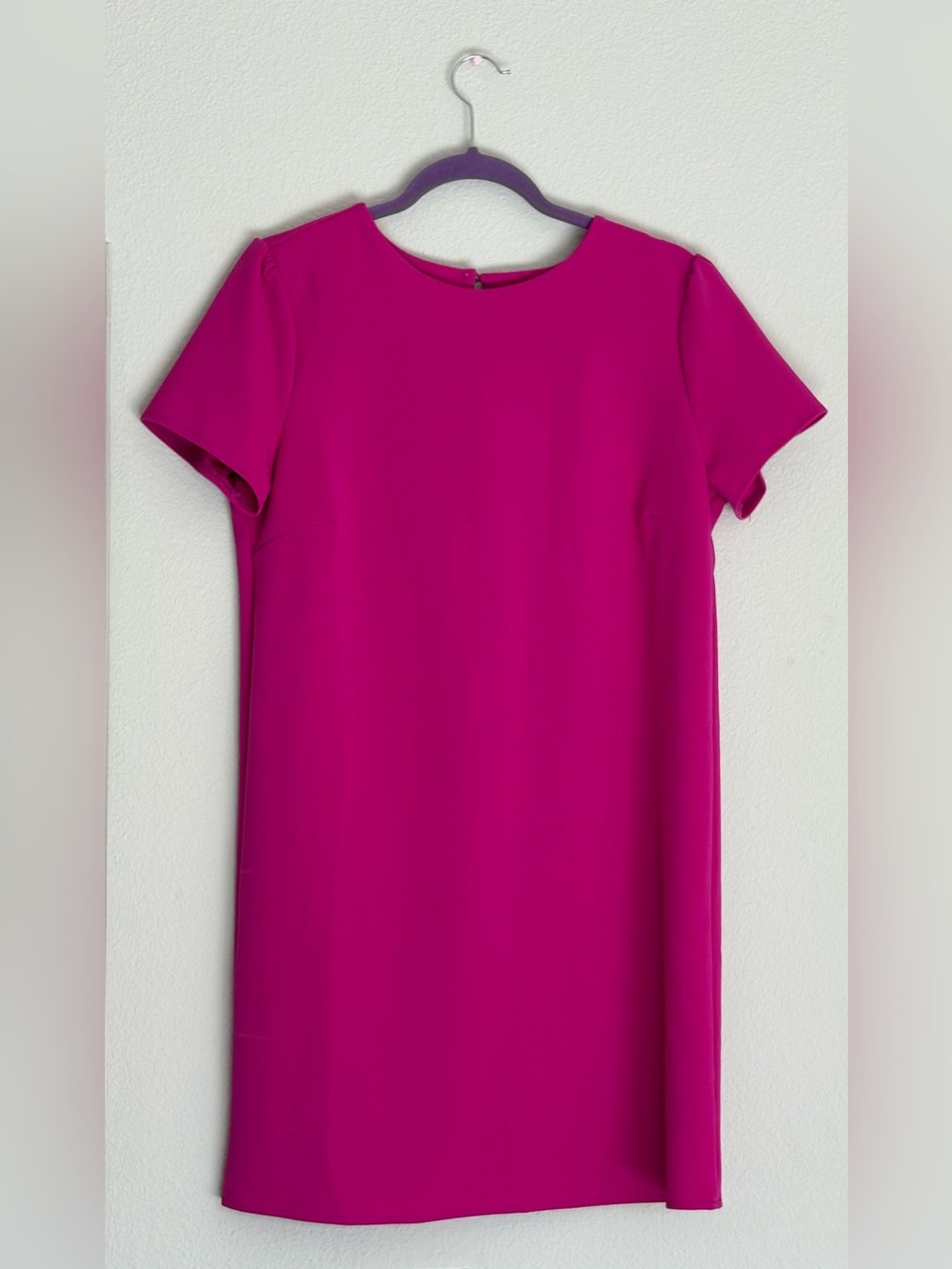 She + Sky Magenta Short-Sleeve Midi Shift Dress